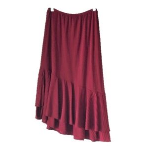 F.H. Clothing Company Deep Red Asymmetrical Skirt